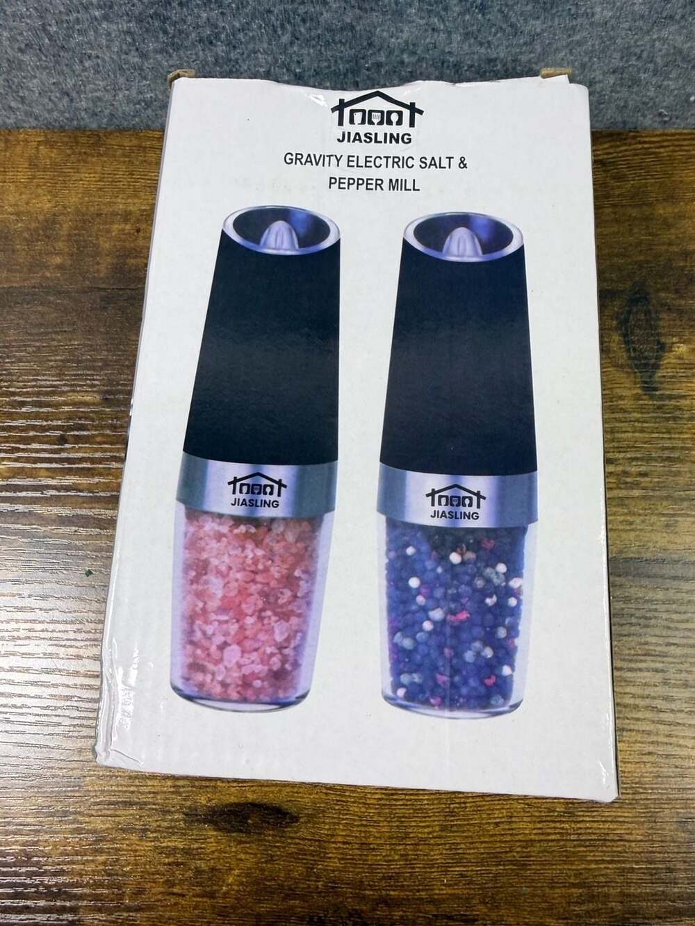 Jiasling Gravity Electric Salt and Pepper Mill Set with LED Light